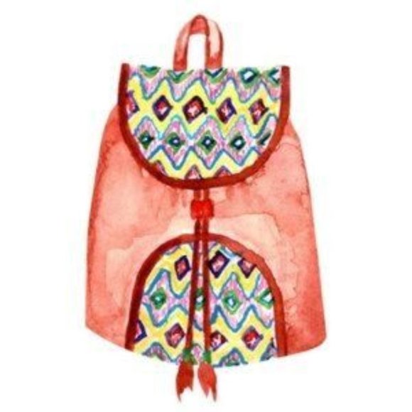 Watercolor orange peach pattern backpack art print - Picture 2 of 2